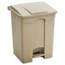 Safco Step On Plastic Trash Can with Foot Pedal, 23 Gallon Garbage Can for Kitchen, Indoor or Outdoor Use, Hands Free, Tan
