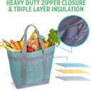 Jumbo Insulated Cooler Bag (Green) with HD Thermal Insulation - Premium, Collapsible Soft Cooler Makes a Perfect Insulated Grocery Bag, Food Delivery Bag, Travel Bag, Beach or Picnic Bags