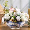 Maxdot Blue and White Bowl 10 x 5 Inch Large Hand Painted Stoneware Decorative Vase Bowl with Floral Chinoiserie Ceramic Design for Kitchen Centerpiece Creative Home Decor