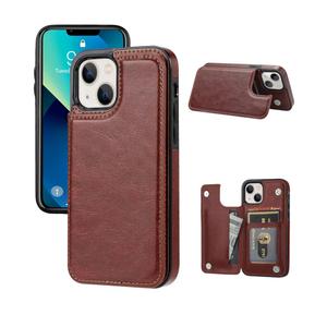 Wallet Case Compatible with iPhone 13,Slim Protective case with Card Holder,Premium PU Leather Kickstand Card Slots Case with a Screen Protective Glass for iPhone 13(6.1")-Brown
