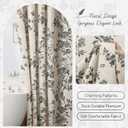 Black Floral Shower Curtain,Vintage Linen Beige Cottagecore Shower Curtains for Bathroom, 72" W x 72" L