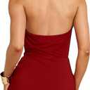 Women's Sexy Backless V Neck Mini Dress Summer Club Night Sleeveless Tight Cocktail Dresses (Red, M)