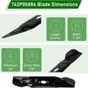 742P05086 Ultra High-Lift Lawn Mower Blades Compatible with Cub Cad et, Craftsman, MTD, Troy-Bilt (54 Decks) - Replaces 490-110-C194, 742-050863 Pack