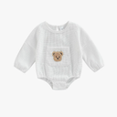 Cute Baby Sweatshirt Romper Waffle Knit Baby Clothes Infant Girl Boy Fall Winter Outfits (Khaki, 0-6 Months)