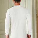 COOFANDY Mens Knit Polo Shirts Long Sleeve Casual Polo Sweaters Shirt Waffle Textured Collared Sweater (White, XXXL)