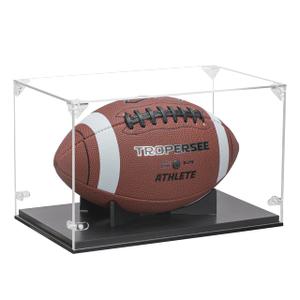 Basketball Display Case, Thickened UV Protection Clear Acrylic Lid Basketball Holder, Wooden Basketball Base Stand for Autographed Ball
