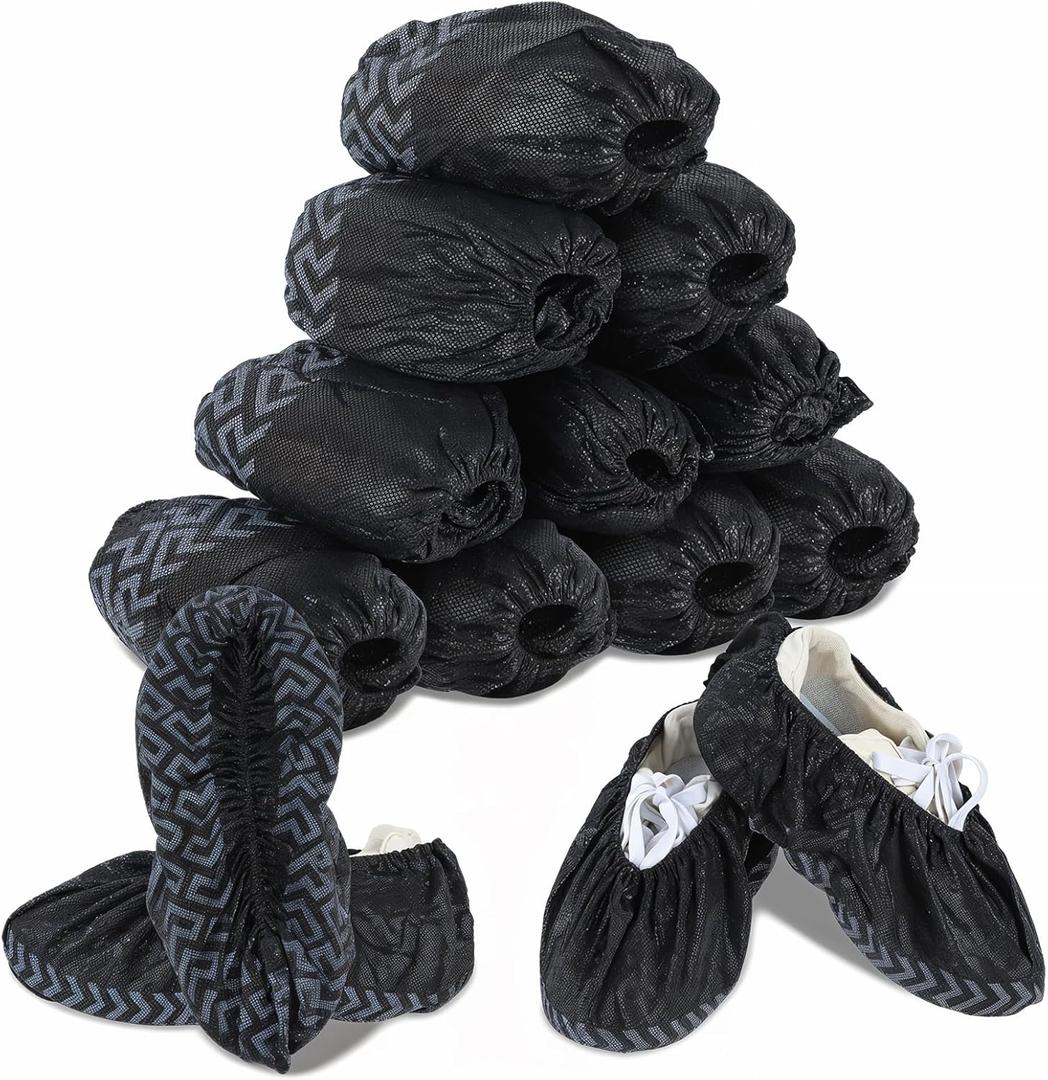 100Pcs Premium Thick Extra Large Disposable Booties & Shoe Covers Non Slip, Reusable Waterproof Foot Booties for Indoors Floor and Carpet, Fits Up to 13 Size