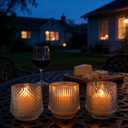 Rechargeable Flameless LED Candles Set  Crystal Clear Glass, Real Wax, Warm White Flicker, Remote & Timer, Spring Home Decor for Women, USB Rechargeable