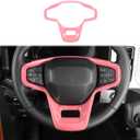 for Ford Bronco 2021 2022 + Interior Steering Wheel Panel Cover for Ford Bronco 2021-2024+ (ABS,1PC,Pink)