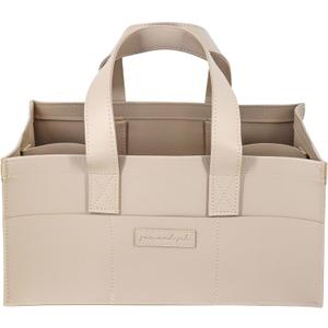Premium Vegan Leather Baby Diaper Caddy Organizer – Portable Storage Basket for Newborn Essentials, Changing Table, Nursery, Car & Travel, Gifts for Baby Shower (Teddy Beige)