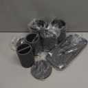 ZCCZ Gray Bathroom Accessories Set 6 Pieces - Toothbrush Holder, Lotion Dispenser, Qtip Container, Vanity Tray, Tumbler - Countertop Organizer for Bathrooms - Elegant and Functional Dcor Set