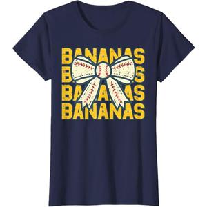 Banana Bow Ribbon Fruit Women Girls Kids T-Shirt M Navy Blue