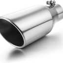 Exhaust Tip 3" Inlet to 5" Outlet, A-KARCK 12" Overall Length Polishing Bolt On Exhaust Tailpipe Tip Protect Tailpipe