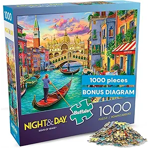 Buffalo Games  Sights of Venice  Image World  1000 Piece Jigsaw Puzzle for Adults, Scenic Cityscape Puzzle, Challenging and Relaxing Puzzle Adventure, Finished Size 26.75 x 19.75, Made in The USA
