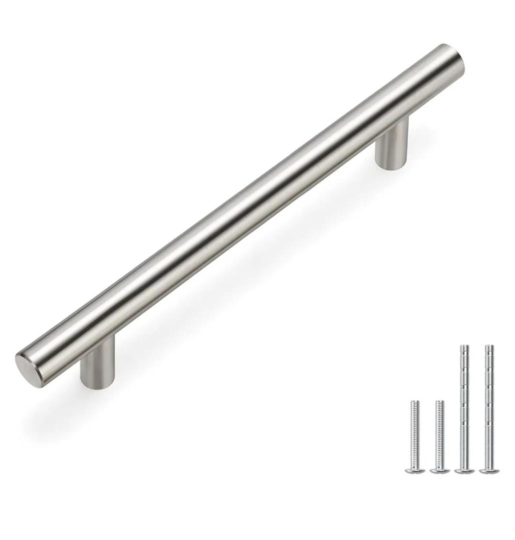 Homdiy 50 Pack Cabinet Pulls Modern Drawer Pulls - HD201SN Kitchen Cabinet Handles Cupboard Handles Brushed Nickel Cabinet Hardware Stainless Steel Drawer Handls, 5in Hole Centers