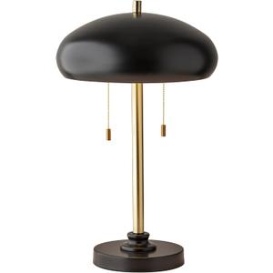 Adesso Table Lamp with Black and Antique Brass Finishes Bedside Table, Home Office Lighting or Living Room Decor, 23 x 13.75