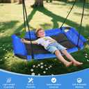 CYFIE 38" Rectangle Platform Tree Swing for Kids, Anti-Fade and Breathable Textile Fabric Outdoor Swing Sets for Backyard with Adjustable Ropes and 2 Hanging Straps, Outdoor & Indoor Use