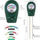 3 in 1 Soil Tester, Soil Fertility Test, Measure pH of Garden, Lawn Care, Potted, Horticultural Soil Moisture Meter Sensor, No Battery (Green)