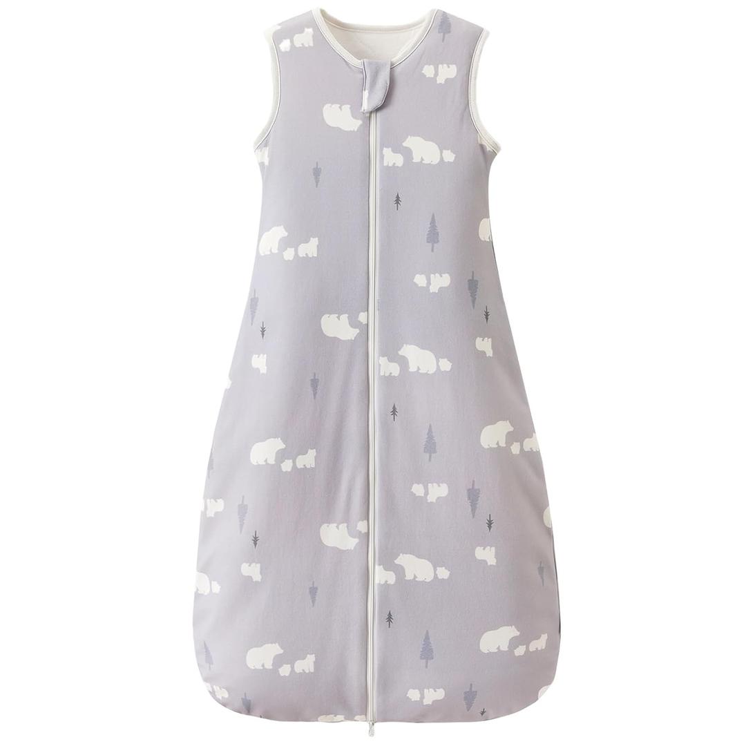 Super Soft 1.5 TOG Sleep Sack, 100% Organic Cotton All Season Warm Baby Wearable Blanket for 6-18 Months, White Bear, Size Medium