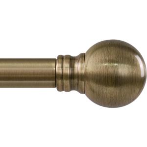Antique Bronze Curtain Rods for Windows 48 to 84 Inch 1" Diameter Adjustable Heavy Duty Brass Window Curtain Rod with Metal Finials for Living Room Bedroom Farmhouse Kitchen Outdoor