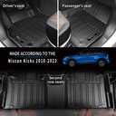 Custom Fit for 2018-2024 Nissan Kicks Floor Mats Cargo Liner Trunk and Backrest Mat Set All Weather TPE Accessories (Floor Mats+Cargo Liner+Backrest Mat)