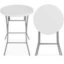 Pureegg Round Cocktail Table - High Top Bar Table (28" Diameter x 43.3" Height) with X-Shaped Support Frame, Foldable & Portable for Parties, Weddings, Events & Home Use, White - 2PCS
