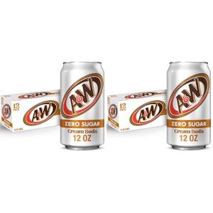 A&W Cream Soda, Zero Sugar | 12 fl. oz. Cans | 12 Pack | Pack of 2  BBD: 09/21/25