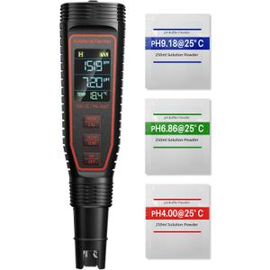 Spider Farmer 5-in-1 Digital pH Meter Kit for Water, TDS EC Temperature Salinity Tester with ATC Rechargeable for Plants Hydroponics Pool Fish Tank and Aquarium (IP67 Waterproof)