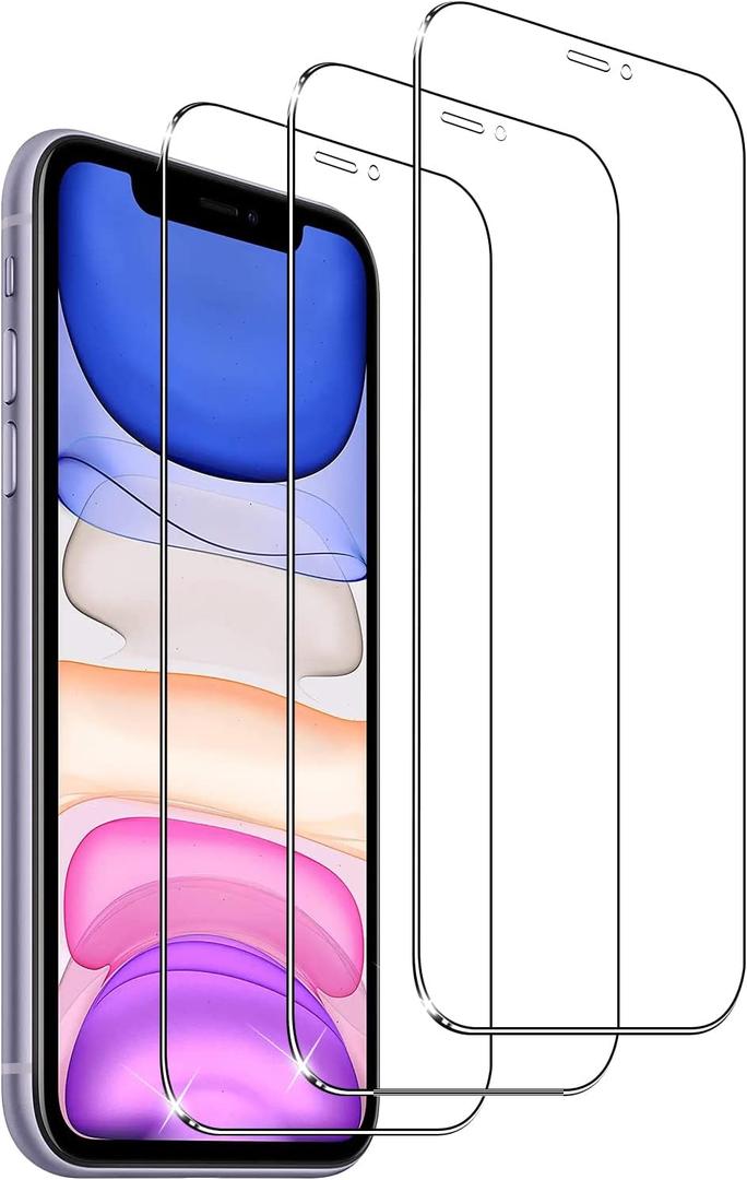 YMHML 3 Pack compatible for iPhone 11 Screen Protector Tempered Glass, [Military Grade Shatterproof] HD Clear Film Case Friendly Screen Protector for iPhone 11 Accessories