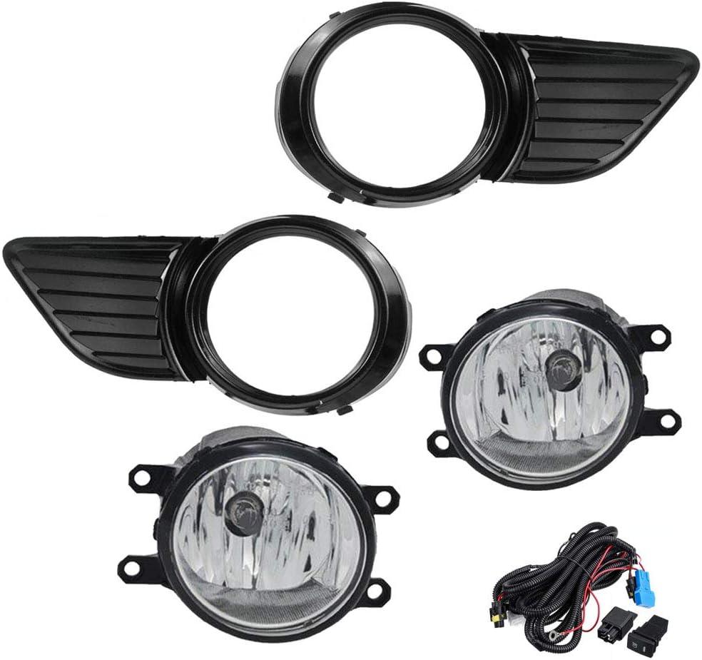 Driving Fog Lights Lamps Replacement for Toyota Sienna 2011-2017 Toyota Sienna (Base | LE | XLE, Not Fit SE Models) with H11 12V 55W Halogen Bulbs & Switch and Wiring Kit (Clear Lens)