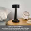 Elements 8.4 Inch Black LED Rechargeable Metal Lamp - Touch Control Desk Lamp with 3 Light Colors, Stepless Dimming, 1200mAh Battery, USB-C Charging, Perfect for Home Office, Bedroom, Living Room