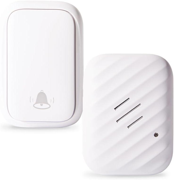 Battery-Free Wireless Doorbell,No Batteries Needed,Easy Installation,600 FT Range, 38 Chimes, Adjustable Volume,Waterproof for Classroom,Home,Office,Villa (White)