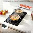 VEVOR Electric Cooktop 12inch 2 Burners Portable Stove Top, Ceramic Radiant Stove Countertop & Built-in, 9 Power Levels, Timer, Child Lock, Touch&Integrated Control, Single Ring, Standard, 110V 1800W