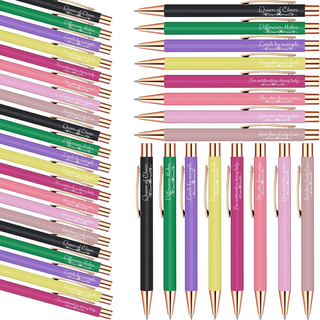 Sayglossy 24 Pack Christmas party Gifts Boss and Lady Pens for Women Appreciation Gifts Office Motivational Ballpoint Writing Pens for Servers and Women, Office Manager Female in Birthday, Christmas