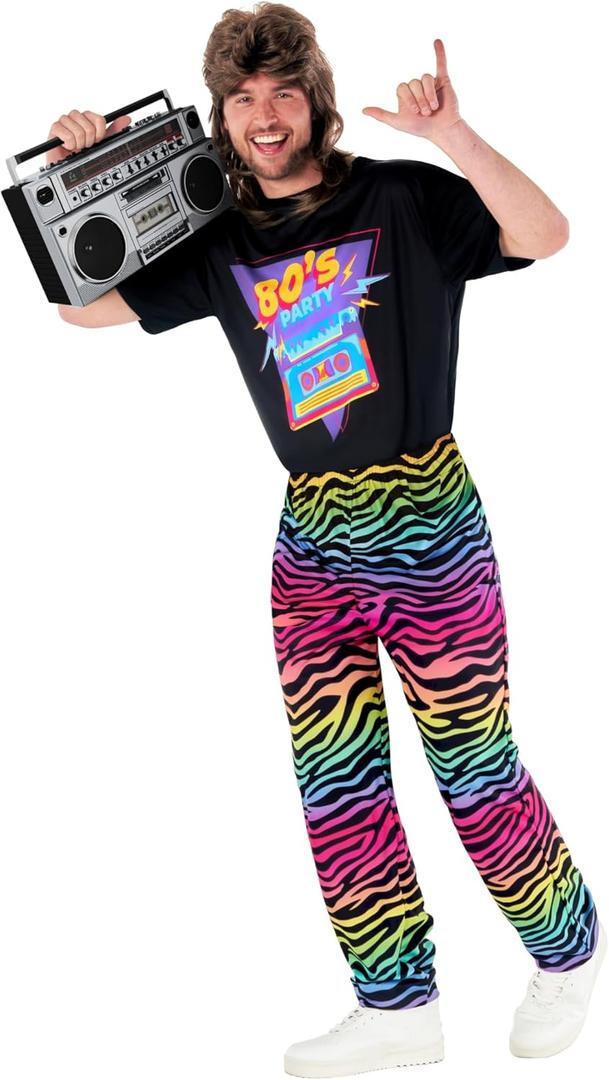 Morph Cool 80s Costumes for Men - Retro 80s Outfit, Vintage Mens Costume, Classic Halloween Party Attire (X-Large)