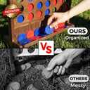 Giant Wooden 4 in A Row Game with Folding Catch Tray, Wall-Mountable or Ground Play, Indoor Outdoor & Backyard Game, Includes Carry Case and Detachable Legs
