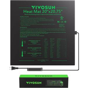 VIVOSUN Durable Waterproof Seedling Heat Mat 20" x 20.75" UL & MET-Certified Warm Hydroponic Heating Pad for Germination, Indoor Gardening, Greenhouse