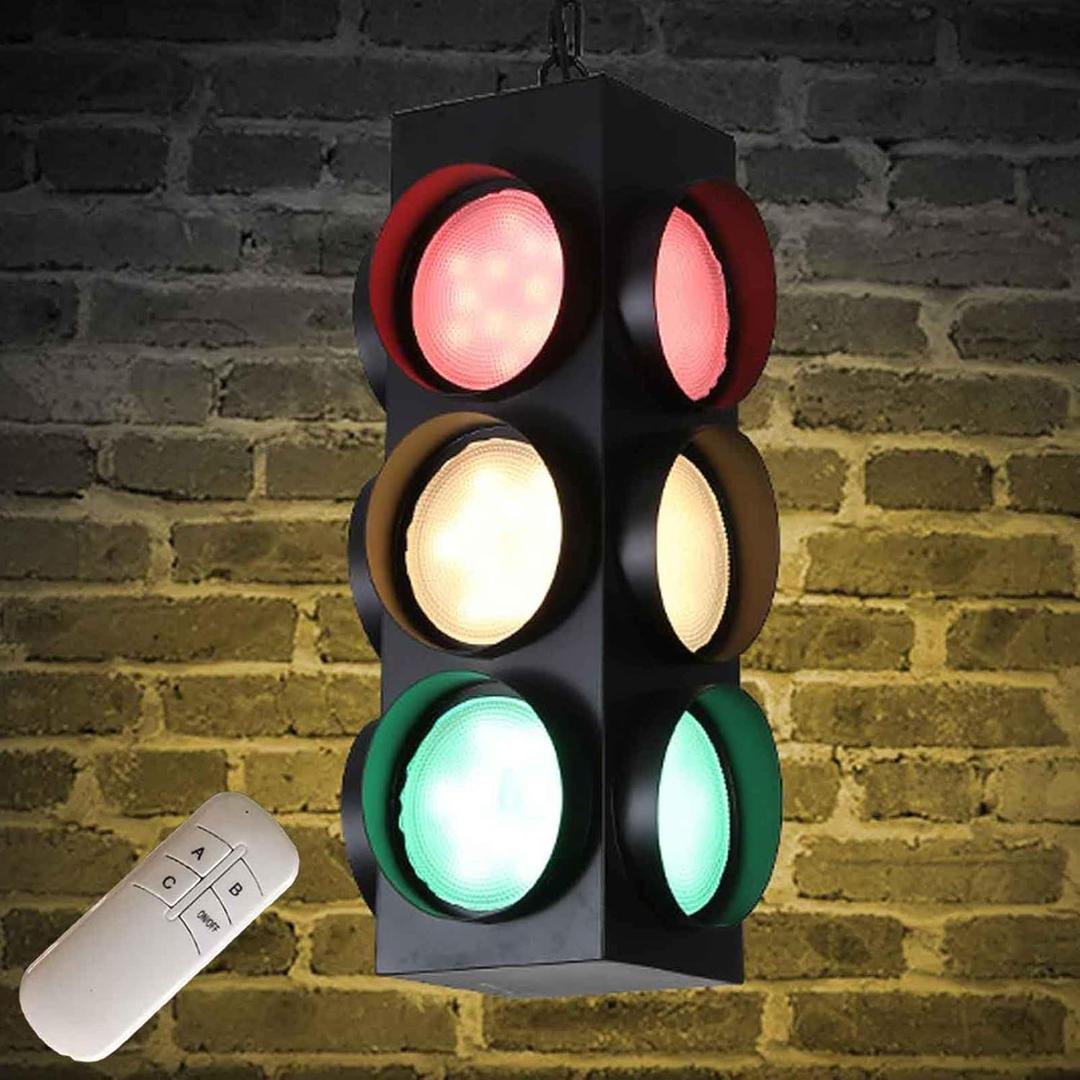 Traffic Lights and Signs, Four-Sided Led, Iron Lamp Body and Glass Lampshade, Suitable for Restaurants, Bedrooms, Balconies, Bar Counters, Hair Salons, Corridors, Garden