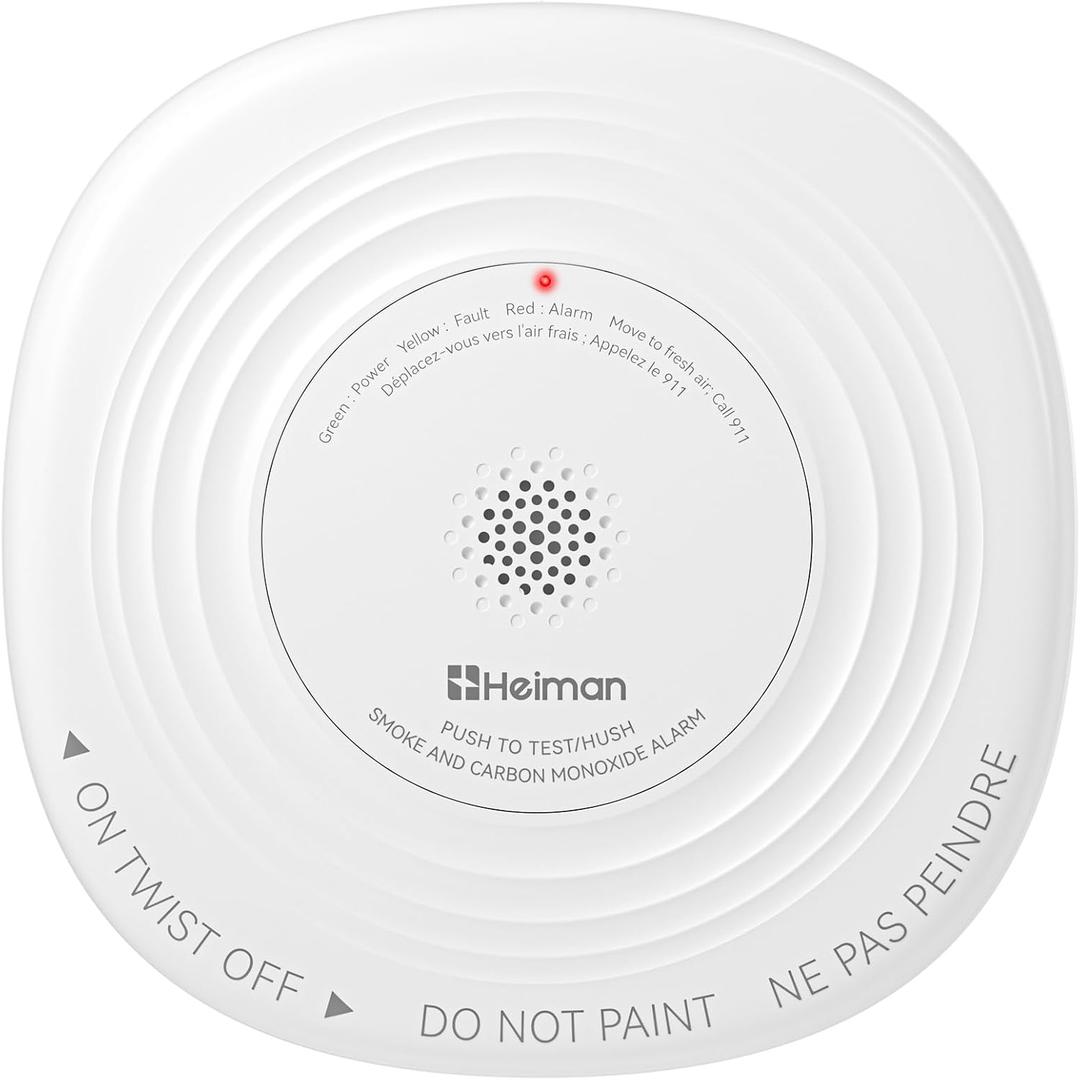 Heiman Smoke Detector Carbon Monoxide Detector Combo 10-Year Sealed Battery | UL 217 10th/UL 2034 5th Certified/85 dB Alarm, Photoelectric Fire Smoke Alarm & CO Detector for Home Hotel Rental Apartment