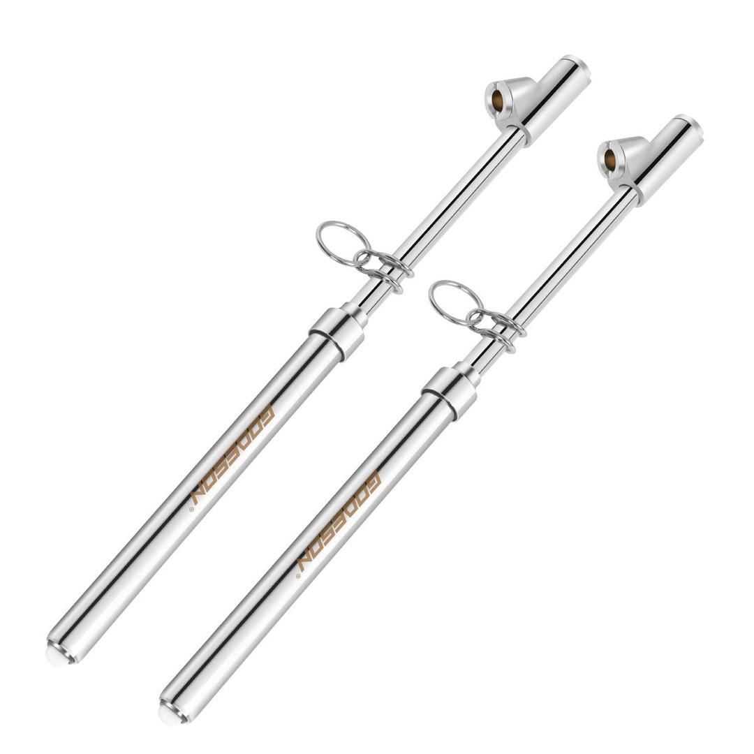 GODESON Dual Head Tire Pressure Gauge,Heavy Duty Tire Pressure Gauge Range 10-150PSI; 1-10Bar,Dual Head Truck Air Pressure Gauge (Pack of 2) (Silver)