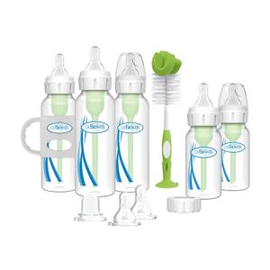 Dr. Brown's Natural Flow Anti-Colic Options+ Narrow Bottle to Sippy Gift Set with Soft Silicone Sippy Spout, Removable Silicone Handles, Travel Cap and Bottle Brush (16 Piece Set)