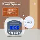 Time Clock for Employees Small Business, 6 U.S. Time Zones, Automatic Daylight Saving & Auto Time Update, Punch Card Time Recorder with 6 Punches Per Day-50 Time Cards and 2 Ribbons (White-2)