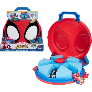 Jazwares Marvel Spidey and His Amazing Friends Action Launch Carry Case - 12-Inch Carry Case with Rotating Launcher and Two Exclusive Amazing Metals Vehicles