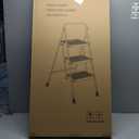 HBTower Step Ladder, Folding Step Stool with Wide Anti-Slip Pedal, Sturdy Steel Ladder, Convenient Handrail, Lightweight, Portable Steel Step Stool