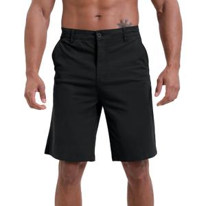 NATUVENIX Mens Golf Shorts 9" Casual Work Shorts Stretch Mens Dress Flat Front Shorts Lightweight Summer with 5 Pockets (L)