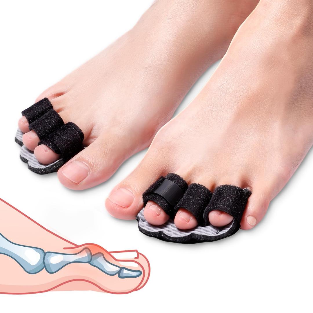 Hammer Toe Straightener Corrector Splint Brace for Women fit 2nd 3rd and 4th Toes - (M-Black) - 1 Pair