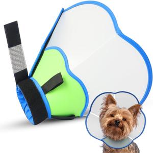 Hard & Heavy Plastic Dog Cone Collar Alternative for Small Dogs (Yorkshire Pomeranian), Pet Neck Head Protective Cone Anti-Lick, Adjustable Elizabethan Recovery Collar Cone of Shame for Healing (S(Neck Girth:9.84"-11.8"), Blue Green)