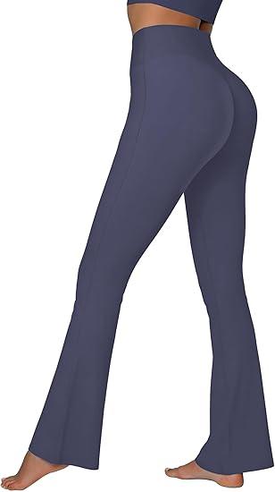 Sunzel Sunzfly Invisible Butt Scrunch Flare Leggings for Women, Mini Flared Yoga Pants with Tummy Control and High Waist 30" Ash Blue X-Large