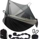 Sunyear Hammock Camping with Net/ Netting, Portable Camping Hammock Double Tree Hammock Outdoor Indoor Backpacking Travel & Survival, 2 Tree Straps (16+1 Loops Each, 20Ft Total)