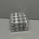 Emopeak 24Pcs Christmas Balls Ornaments for Xmas Christmas Tree - 4 Style Shatterproof Christmas Tree Decorations Hanging Ball for Holiday Wedding Party Decoration (Silver, 1.6"/4.2CM), 2 Pack